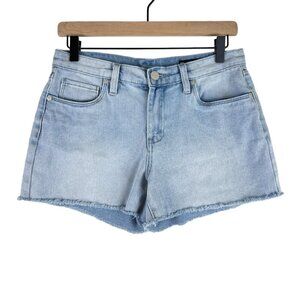 Blank NYC Light Wash The Fulton Roll Up Frayed Hem Denim Shorts
